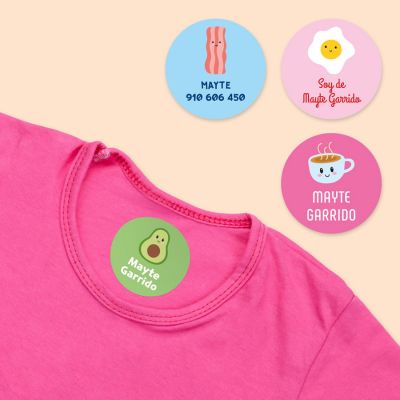 15 etiquetas termoadhesivas redondas para ropa