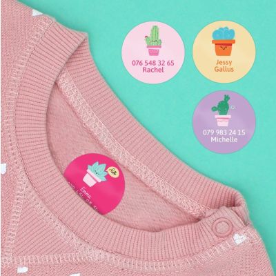 15 Round iron-on labels for camp clothes