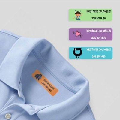 32 color iron-on name labels for clothes