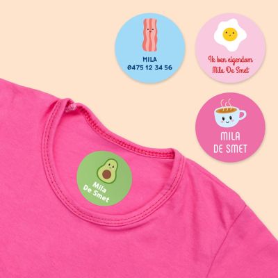 15 ronde instrijklabels voor kleding
