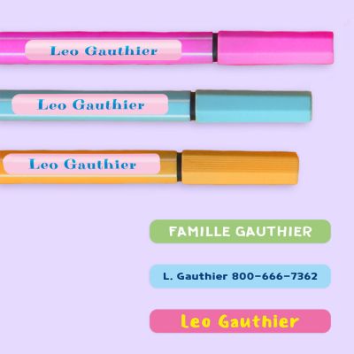 72 small custom stick-on name labels