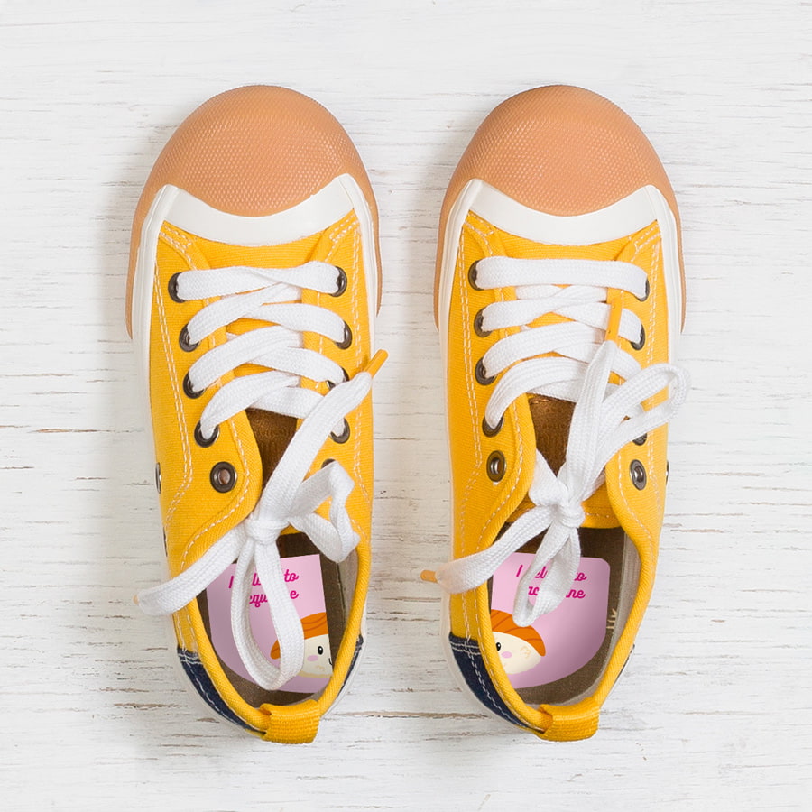 18 custom stick-on name labels for shoes right-left